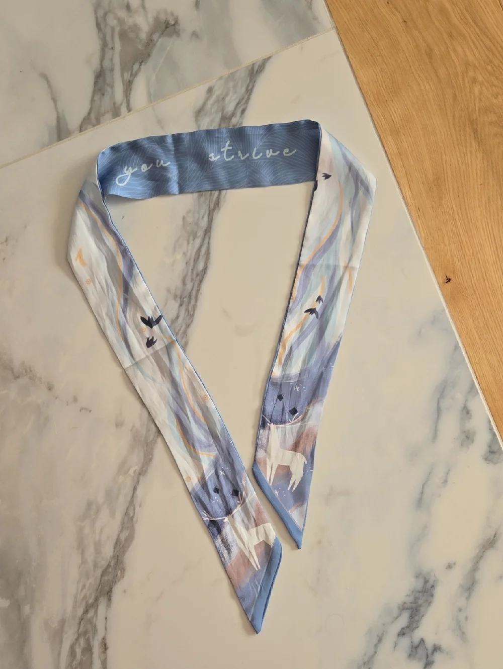 Blue Multicolor Silk Like Scarf Tie - Women Accessories, GUC, Unbranded